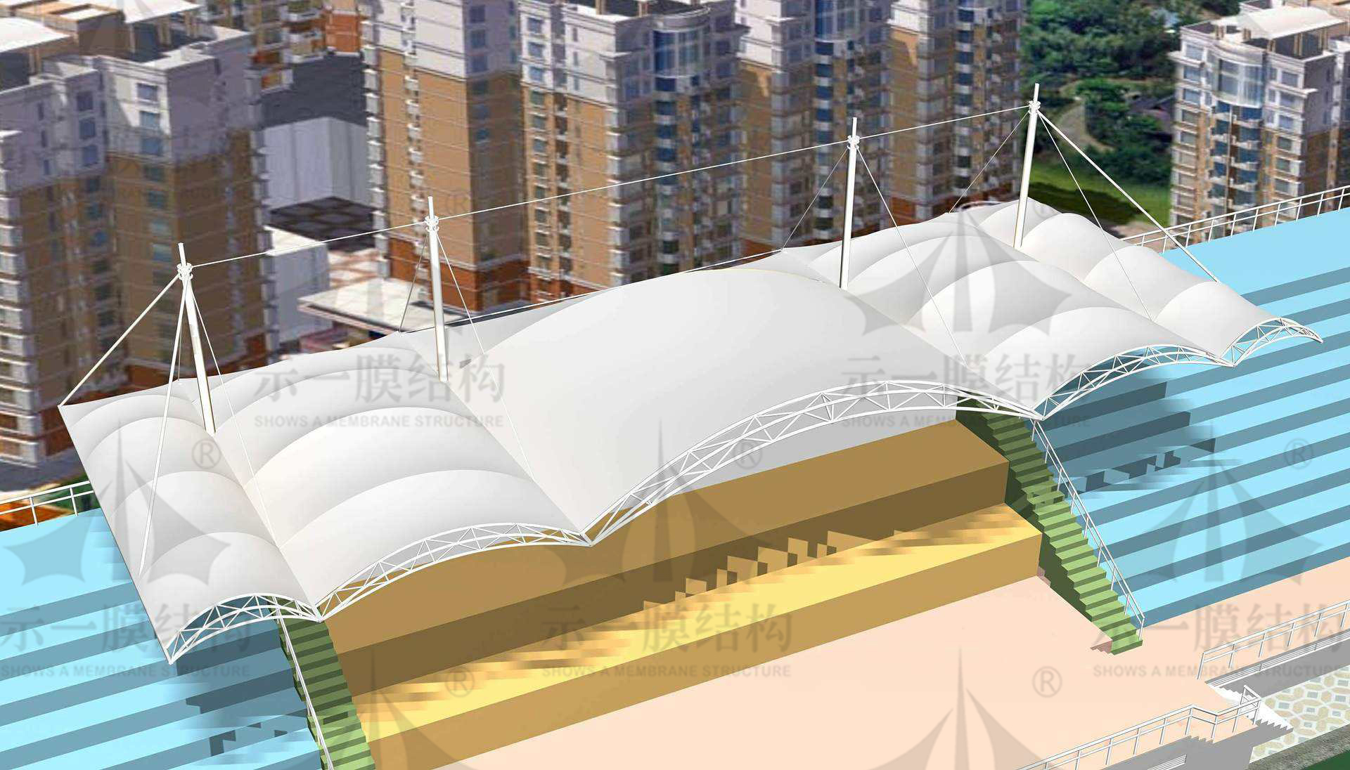 13Shanghai SHOWS A Membrane Structure Stadium Stand Membrane Structure