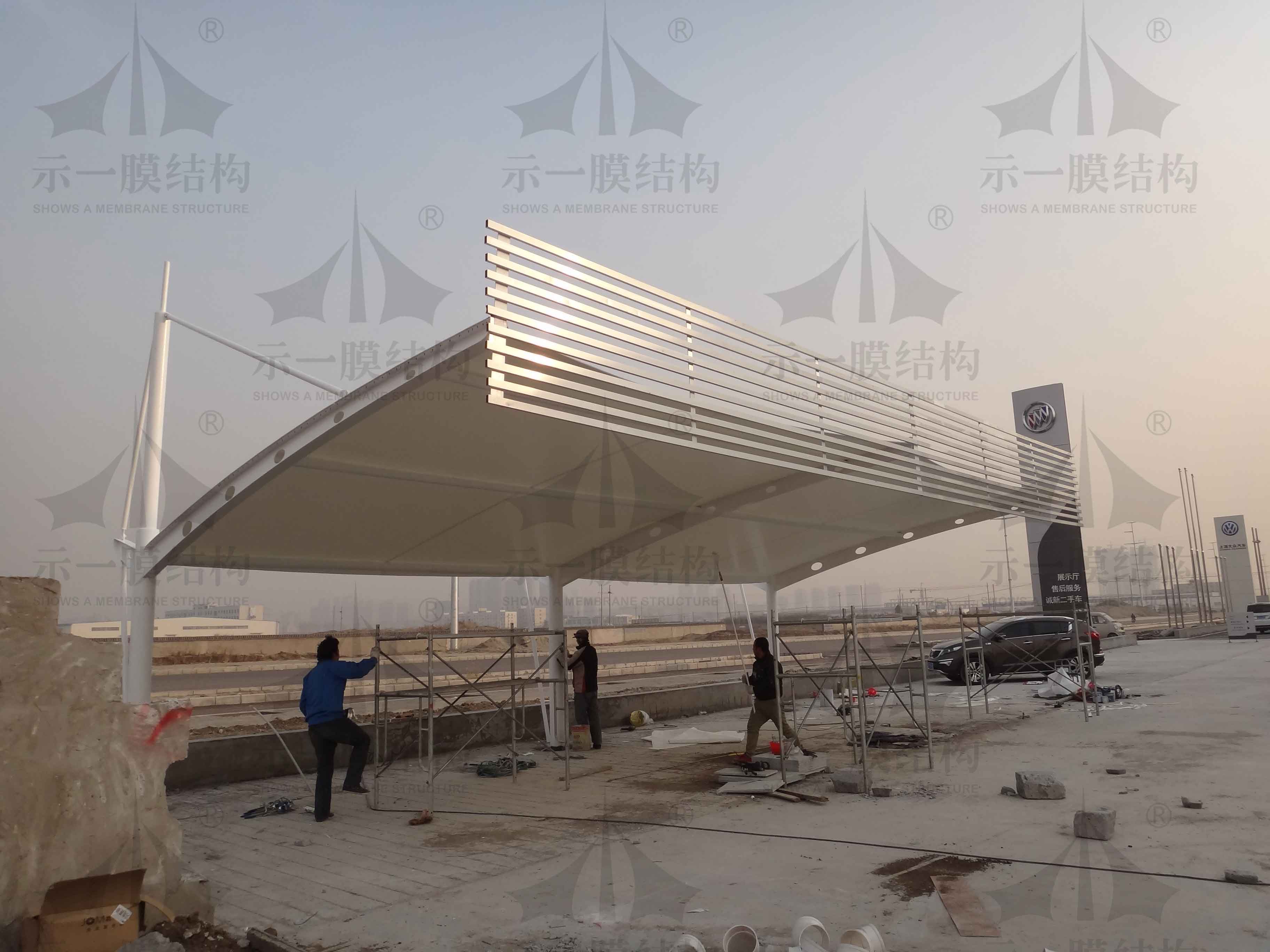 上海示一膜结构有限公司平顶山二手车展棚膜结构