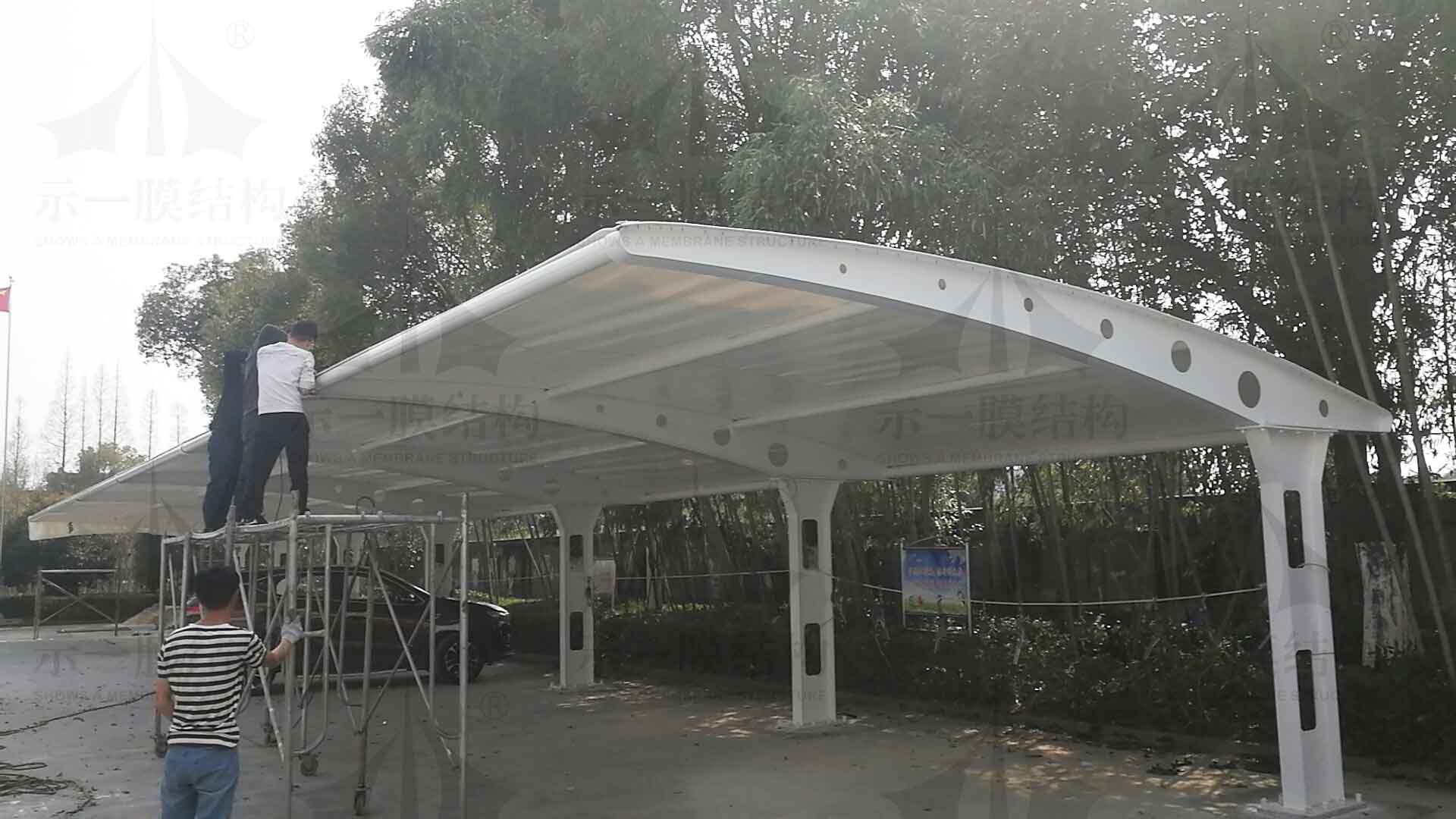 Tongxiang membrane structure parking shed of Shanghai Shows A Membrane Structure