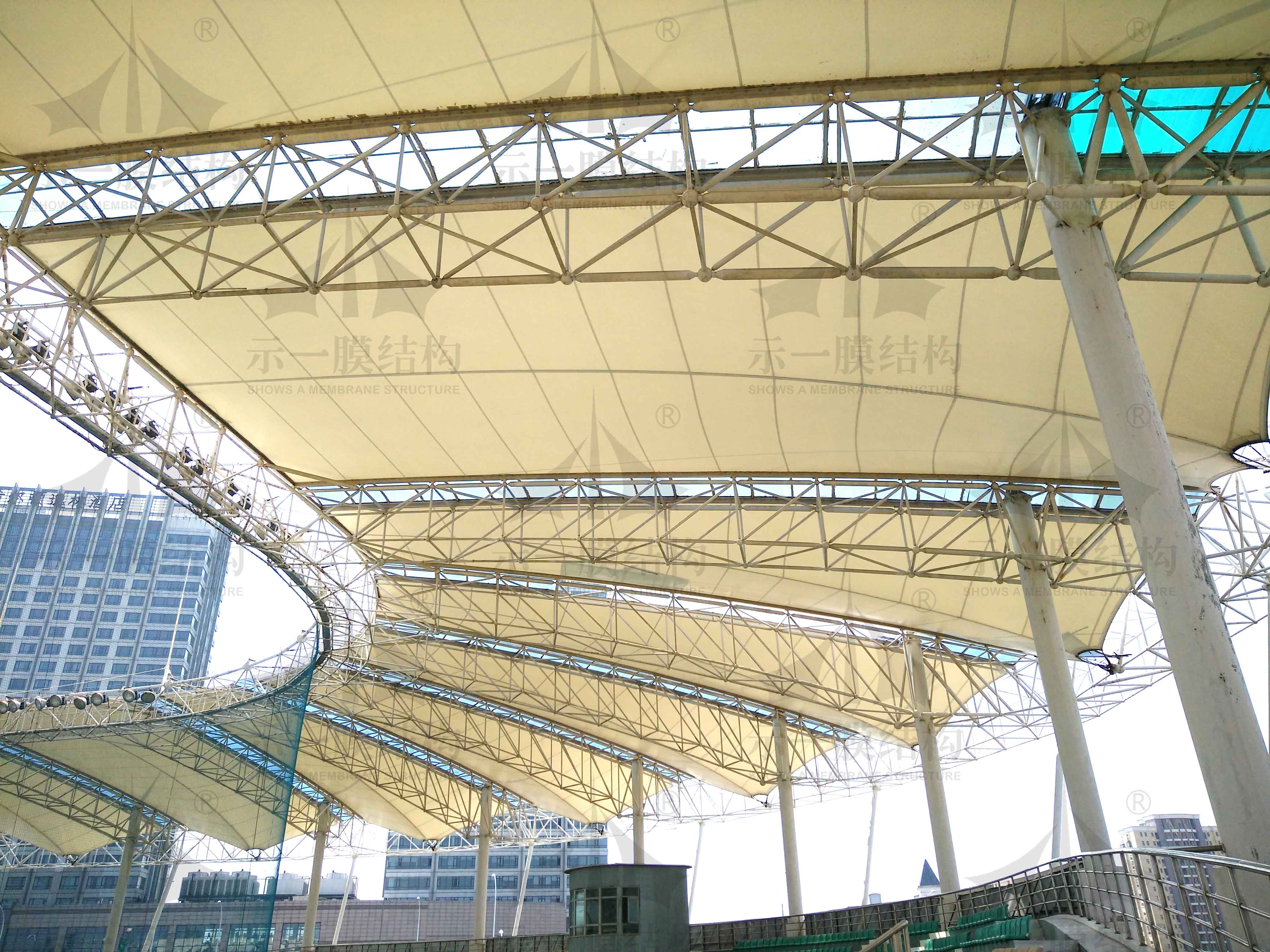 Membrane structure of the stands of Wuxi Baseball Stadium