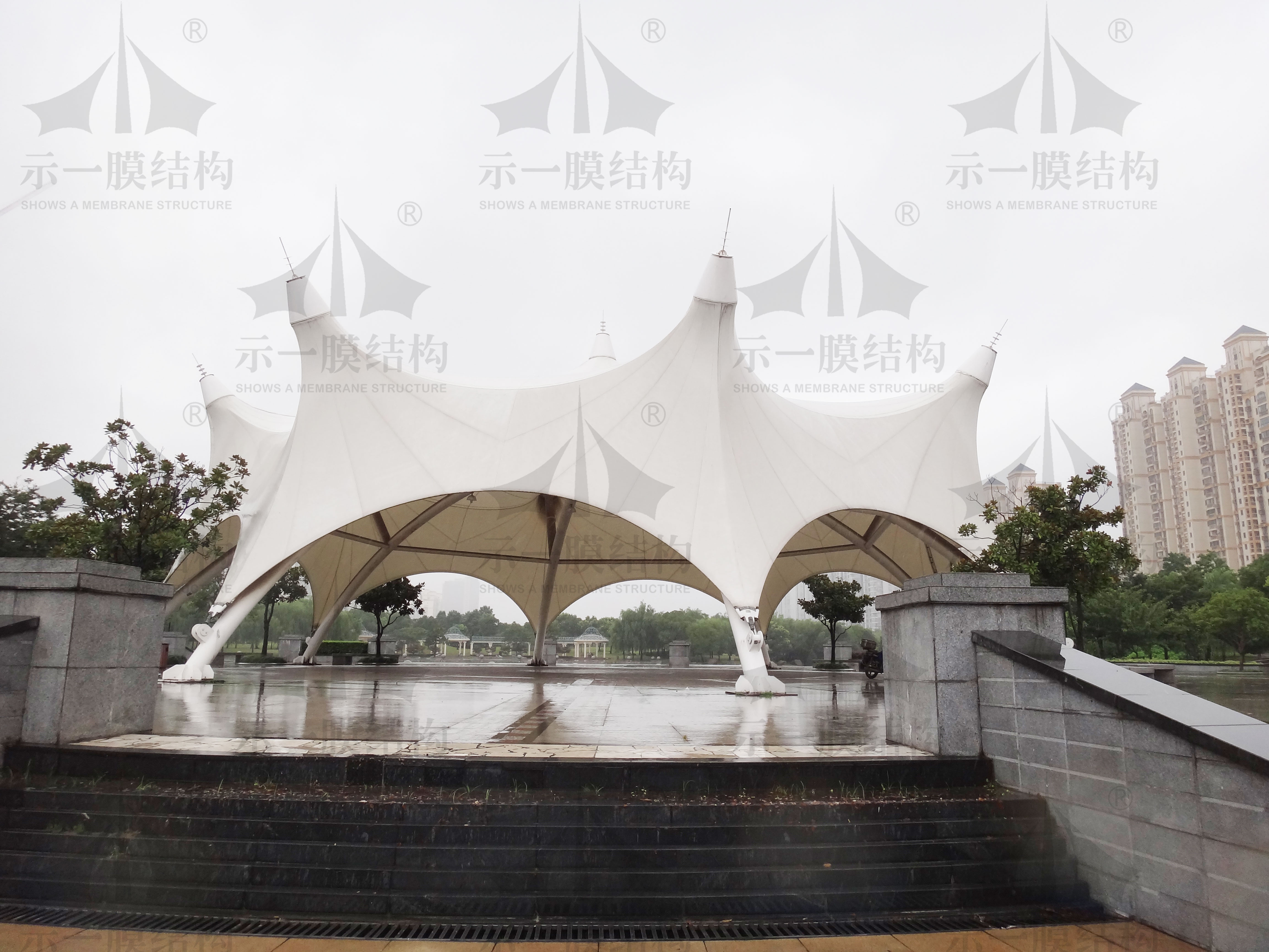 Attractive square landscape membrane structure awning