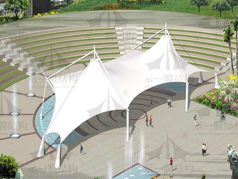 Shanghai SHOWS A Membrane Structure Cap Top Tensile Membrane Structure Awning