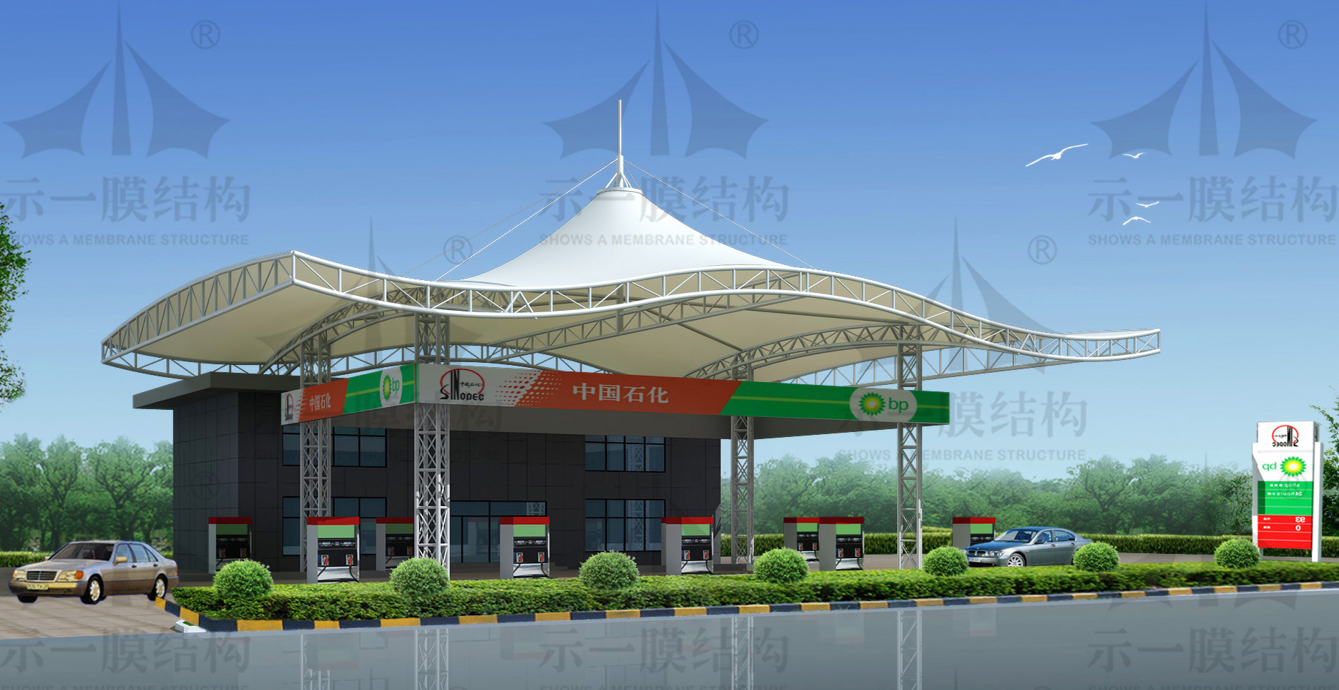 Gas station membrane structure engineering