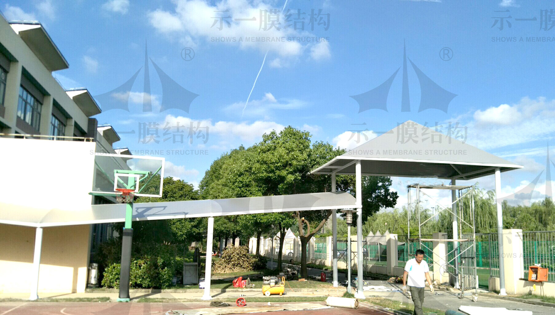 Membrane structure awning for Shanghai British School