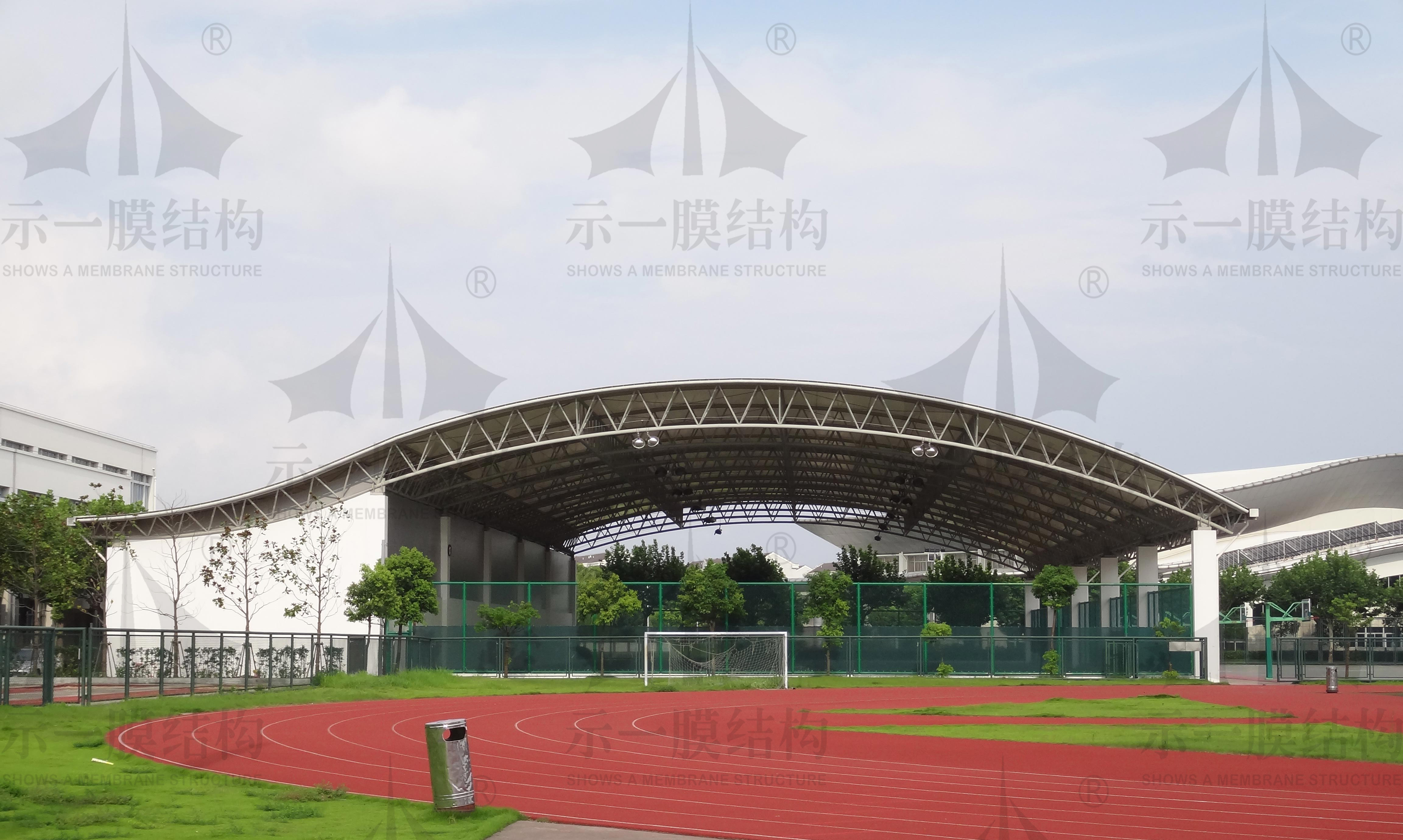 Membrane structure canopy for tennis court of Shanghai Second Polytechnic Univer