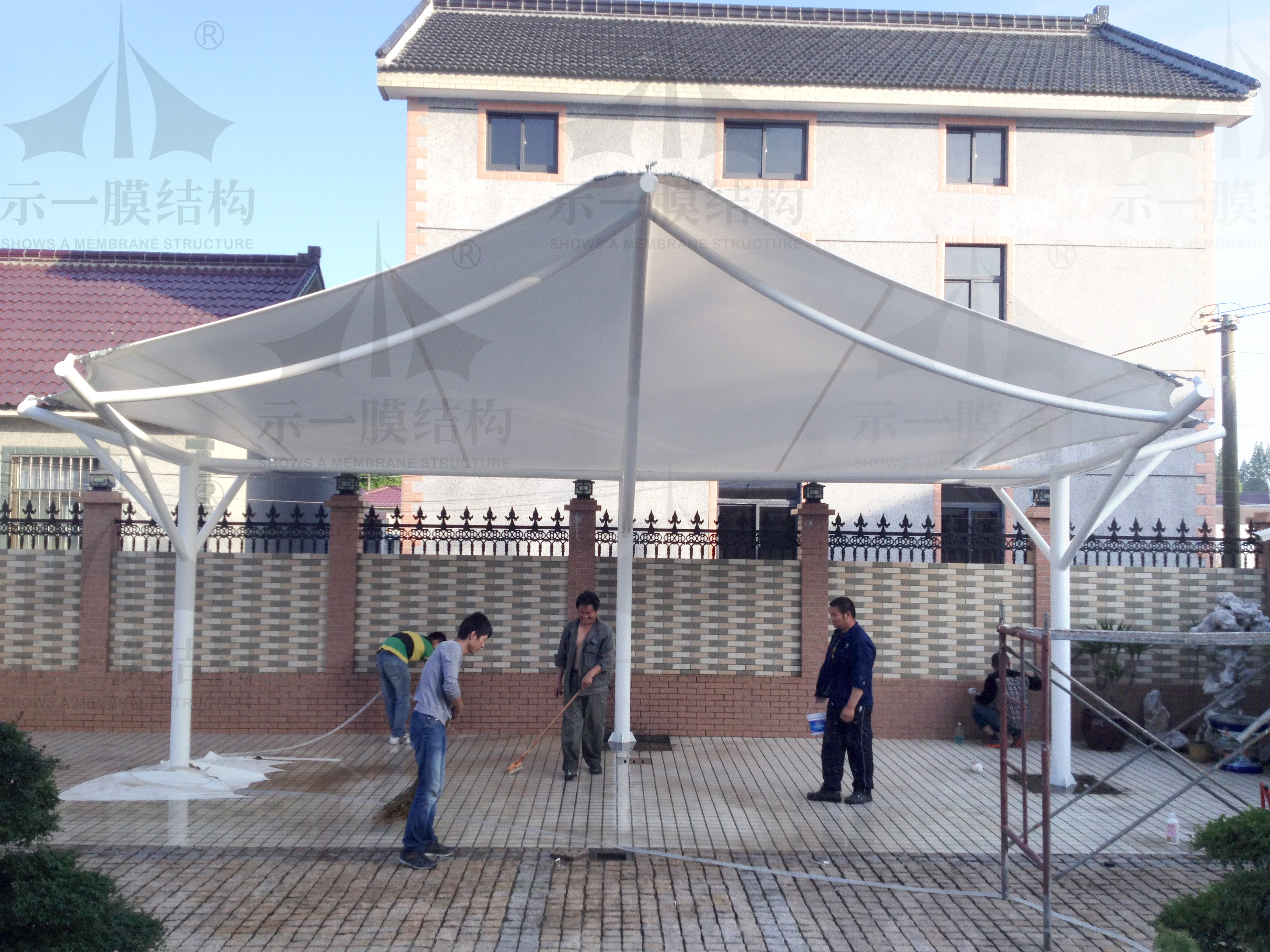 Shanghai SHOWS A membrane Structure Zhujiajiao Villa Film Structure Parking Shed