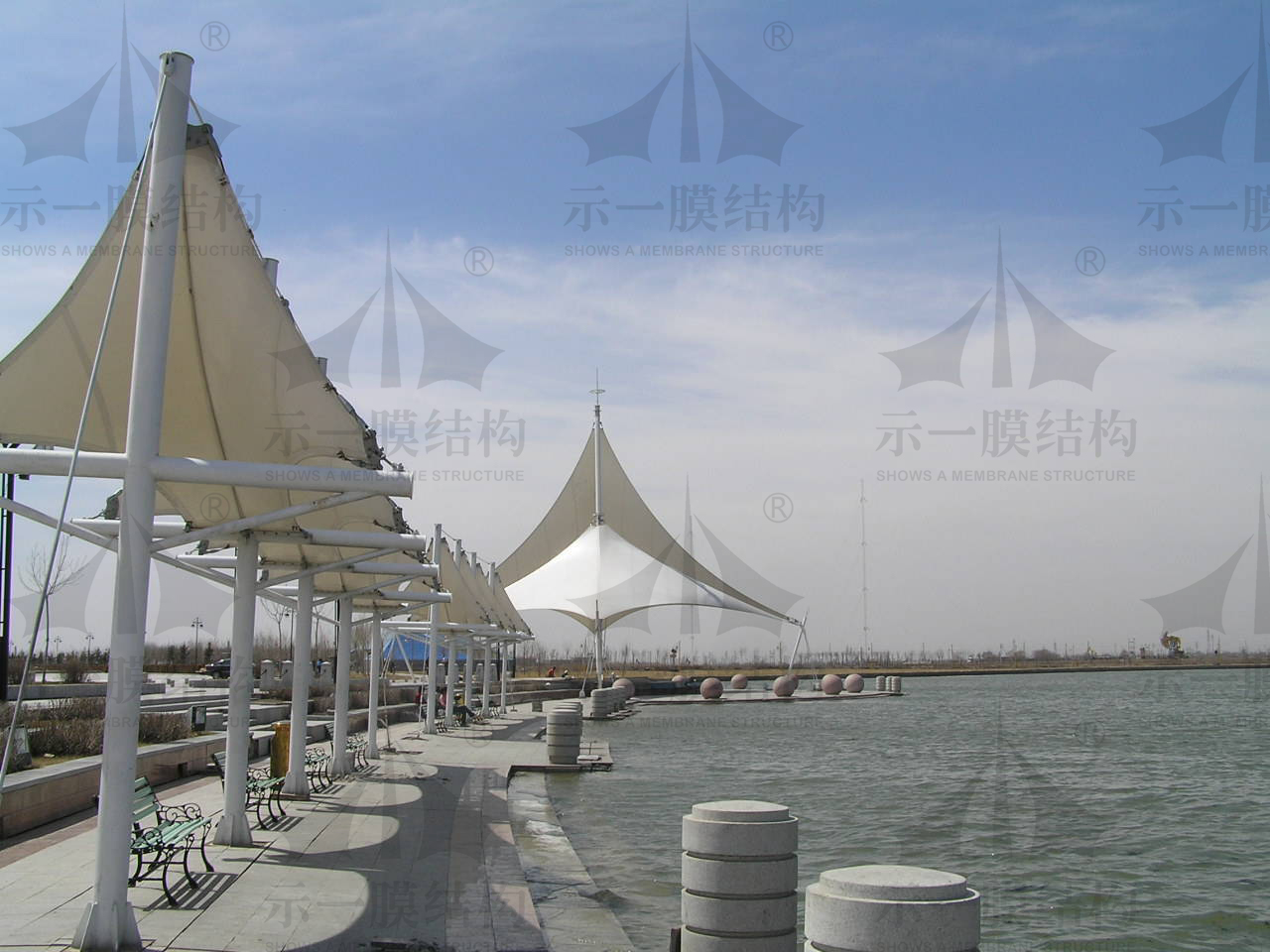 Wharf membrane structure and wharf culture